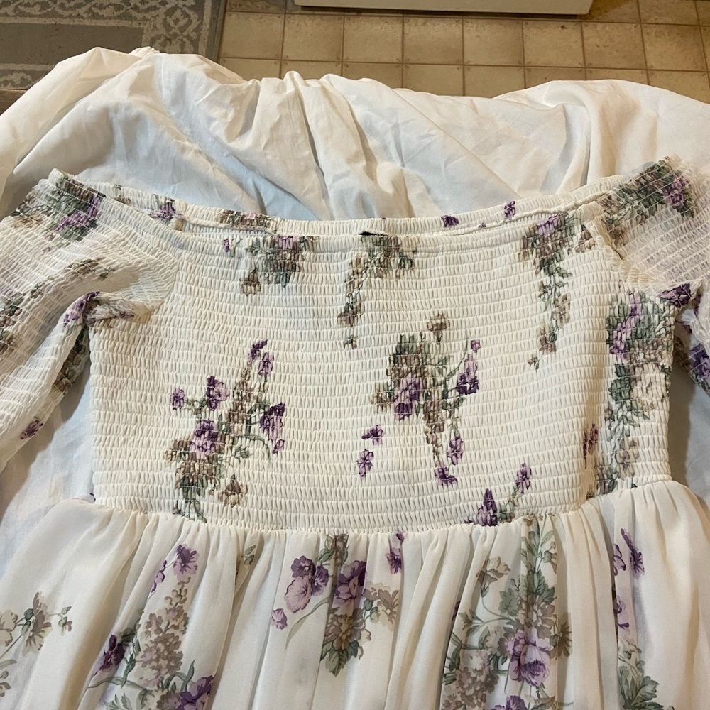 torrid White Maxi Dress with Purple Floral Accents size 1 - Picture 7 of 7